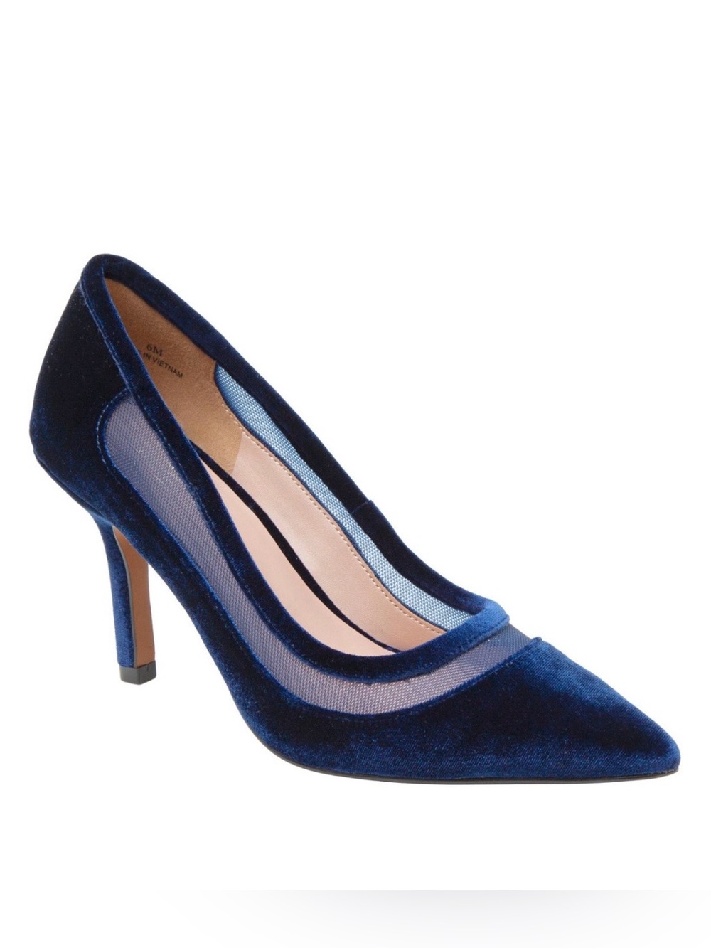 Linea Paolo Perline Navy Velvet Mesh Pointed Toe Pumps NIB – Retail $139.95 Sz 8
